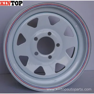 trailer steel wheel with white and red strip